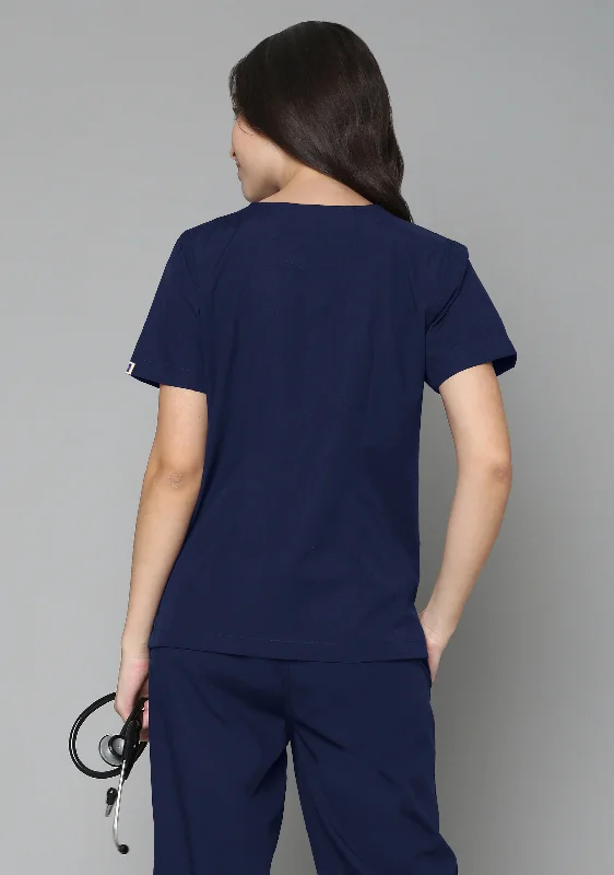 Classic Women's V-Neck (Navy Blue) Scrub