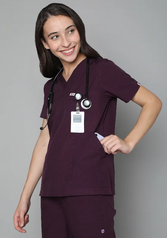 Classic Women's V-Neck (Wine) Scrub