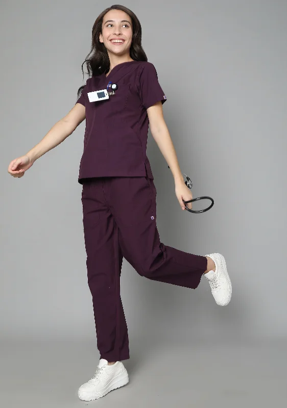 Classic Women's V-Neck (Wine) Scrub