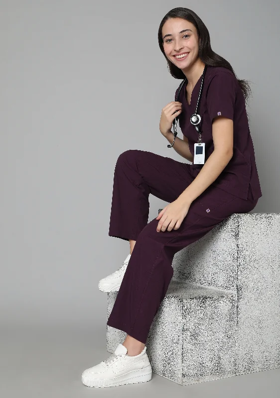 Classic Women's V-Neck (Wine) Scrub