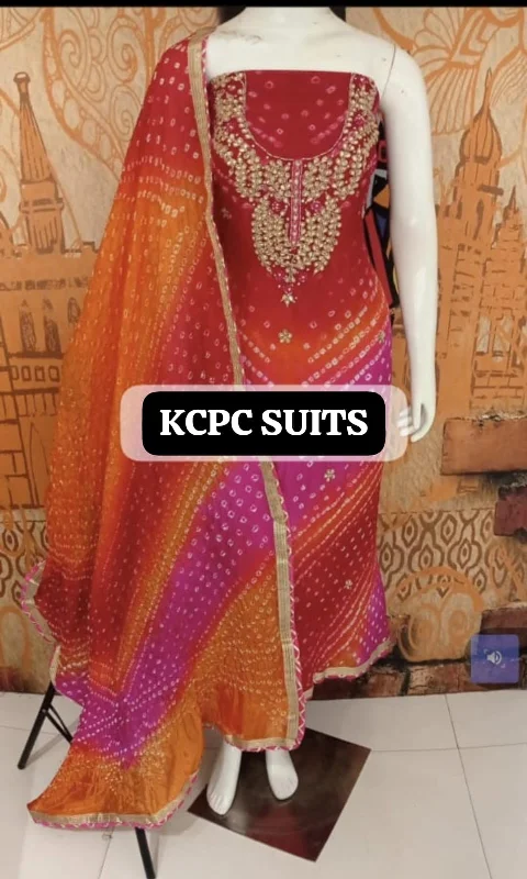 KcPc New Art Silk Bandhani GotapattiWork Salwar suit,KML