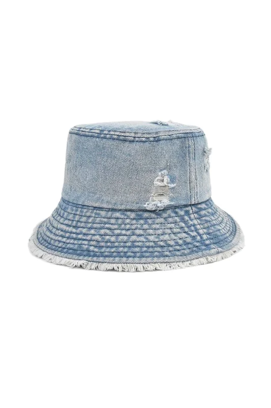 Ripped Frayed Denim Bucket Hat