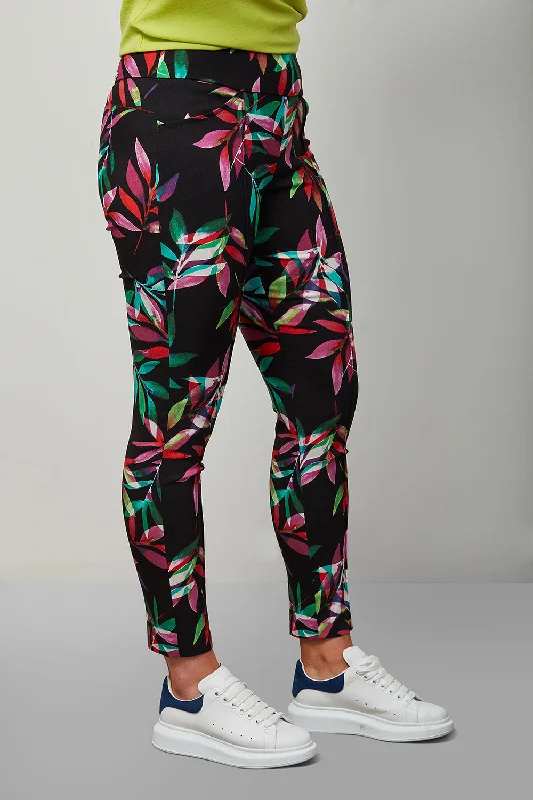 Joseph Ribkoff Rainbow Leaf Print Trouser