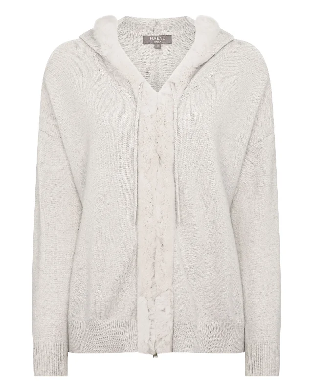 Women's Alicia Fur Trim Hoodie Pebble Grey