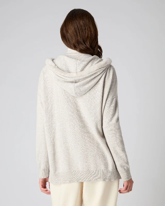 Women's Alicia Fur Trim Hoodie Pebble Grey