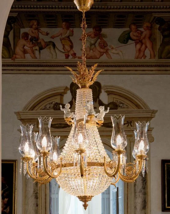 Art Deco Chandeliers for a Retro - Glam Look10 Light 24 Carat Gold Chandelier