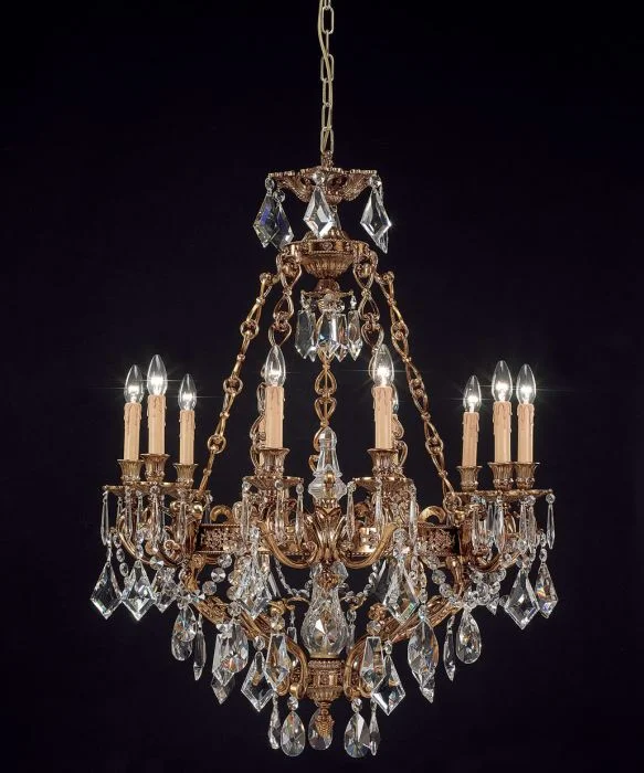 Chandeliers with Adjustable Height for Custom Installation10 Light French Gold Chandelier With Turkish Crystals