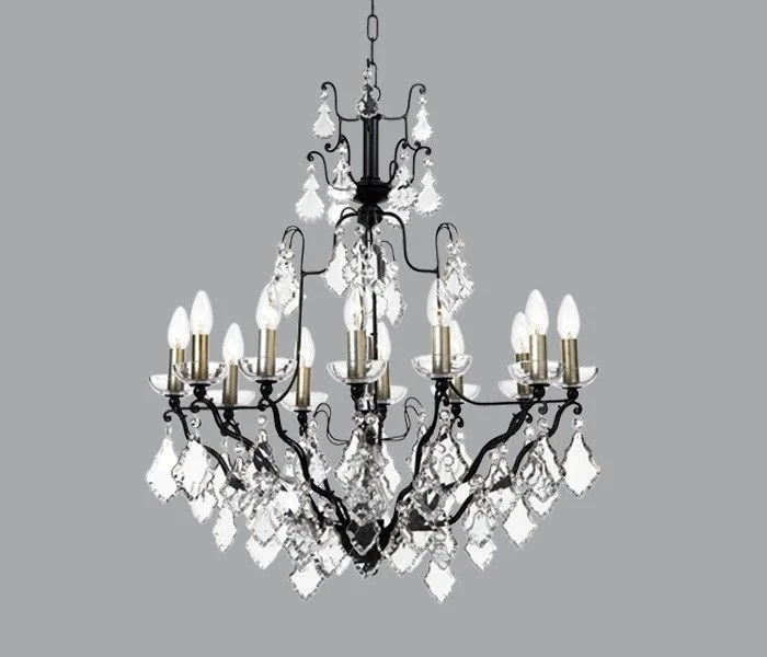 Chandeliers with Metal Frames in Silver Finish12 Lamp Suspended Glass Crystals Black Metal Chandelier Chandeliers with Metal Frames in Silver Finish12 Lamp Suspended Glass Crystals Black Metal Chandelier