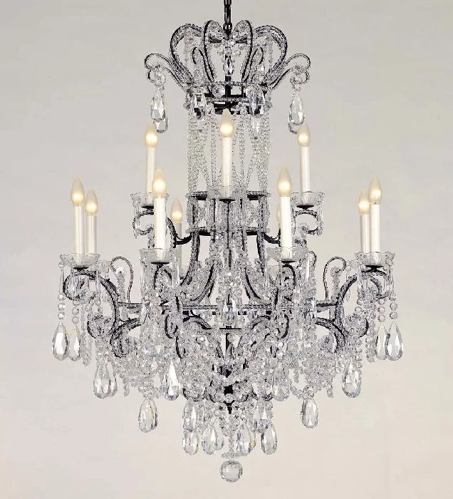 French Country Chandeliers with a Romantic Aura12 Light Bohemian Crystal And Black Metal Chandelier By French Country Chandeliers with a Romantic Aura12 Light Bohemian Crystal And Black Metal Chandelier By