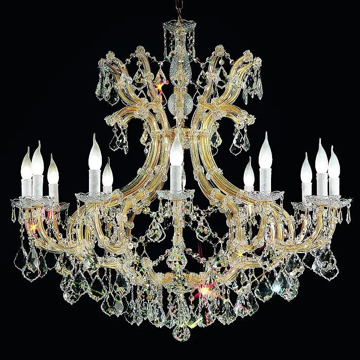 Chandeliers with Metal Frames in Black Finish12 Light Crystal Glass Chandelier