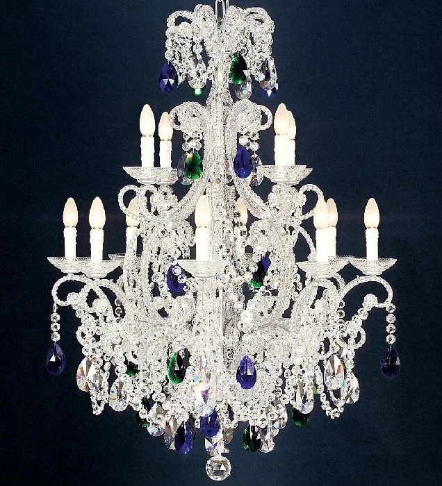 Incandescent Chandeliers for a Warm and Traditional Glow12 Light Silver Chandelier With Hand Cut Coloured Crystals Incandescent Chandeliers for a Warm and Traditional Glow12 Light Silver Chandelier With Hand Cut Coloured Crystals