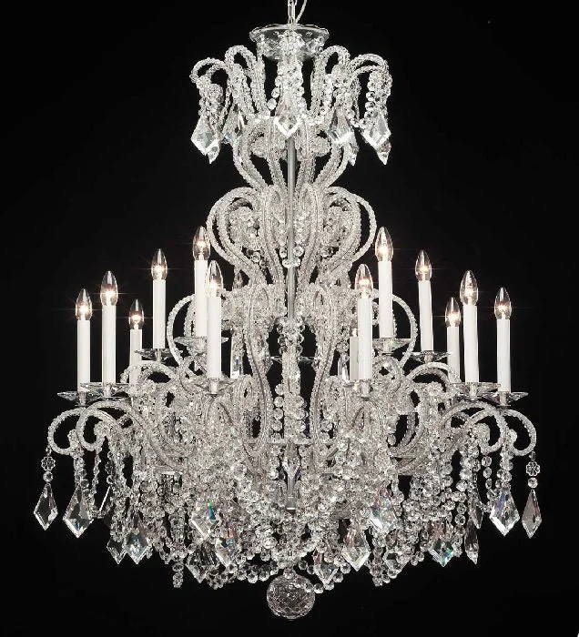 Chandeliers with Murano Glass for a High - End Artistic Touch15 Light Silver Chandelier With Bohemian Crystals Chandeliers with Murano Glass for a High - End Artistic Touch15 Light Silver Chandelier With Bohemian Crystals
