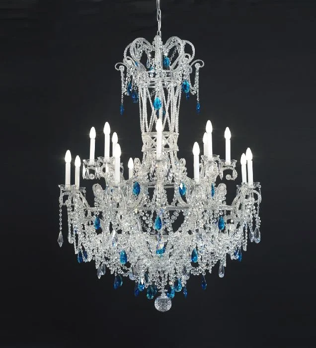 Chandeliers with Metal Frames in Copper Finish16 Light Chandelier With Blue And Bohemian Crystals Chandeliers with Metal Frames in Copper Finish16 Light Chandelier With Blue And Bohemian Crystals