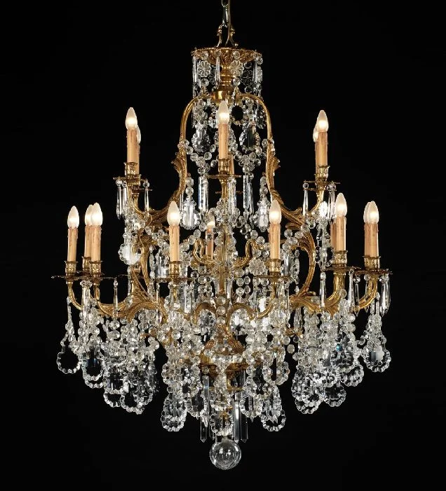 Chandeliers with Colored Glass for a Splash of Color18 Light Bespoke French Gold Chandelier With Bohemian Crystals Chandeliers with Colored Glass for a Splash of Color18 Light Bespoke French Gold Chandelier With Bohemian Crystals