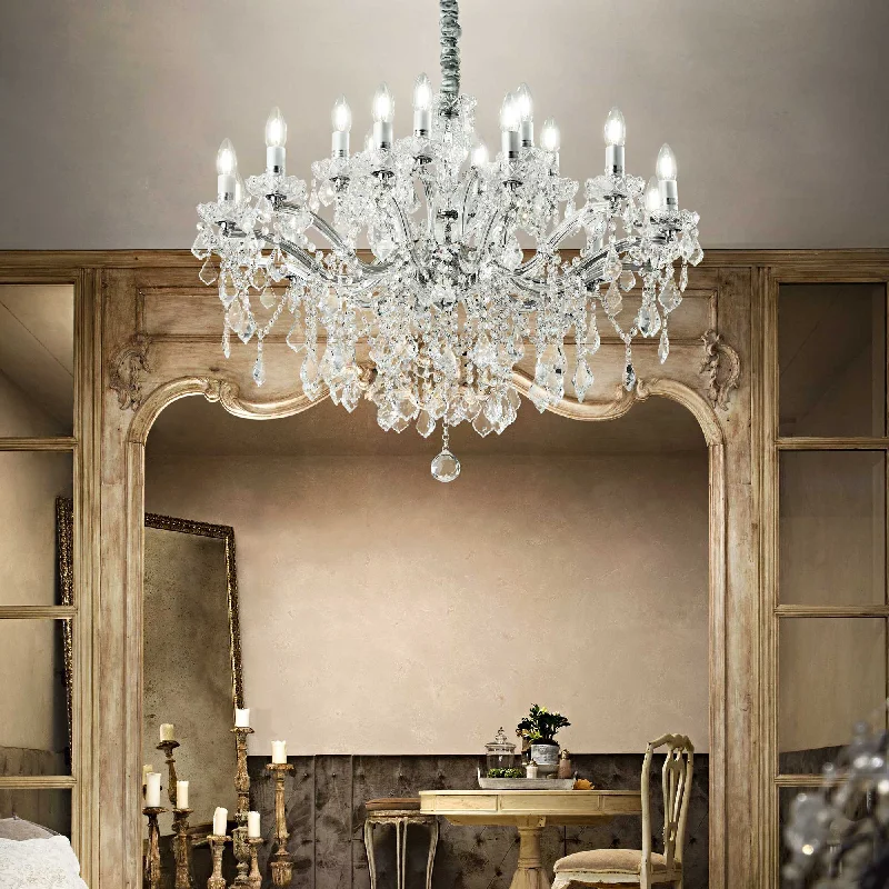 Large Chandeliers for Grand Halls and Foyers18 Light Gold Glass Chandelier