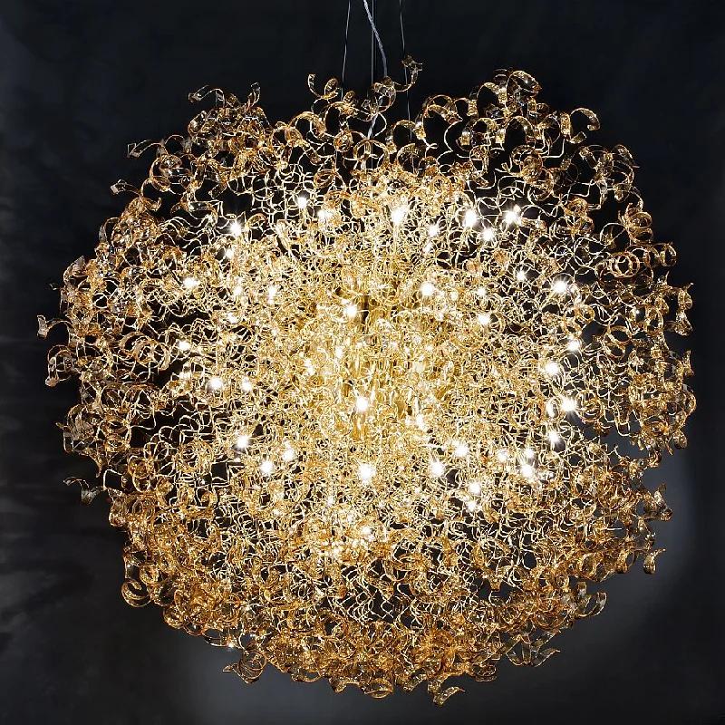 Chandeliers with Venetian Glass for a Luxurious Look200Cm Amber Ribbon Chandelier
