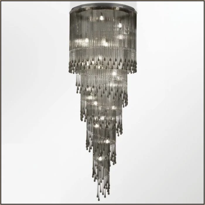 Chandeliers with Metal Frames in Bronze Finish215 Cm Grey Glass & Premium Crystal Stairwell Chandelier Chandeliers with Metal Frames in Bronze Finish215 Cm Grey Glass & Premium Crystal Stairwell Chandelier