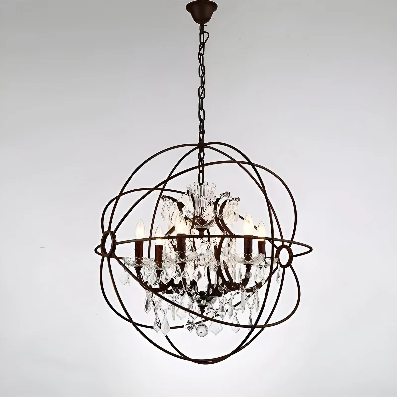 Chandeliers with Metal Frames in Silver Finish24" Light Orbed Candelabra Chandelier Pendant Rustic Lamp Antique Atom