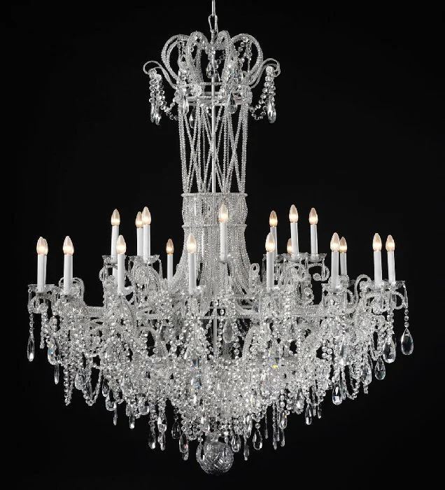 Industrial Iron Chandeliers for Loft - Inspired Spaces24 Light Silver Chandelier With Bohemian Crystals Industrial Iron Chandeliers for Loft - Inspired Spaces24 Light Silver Chandelier With Bohemian Crystals