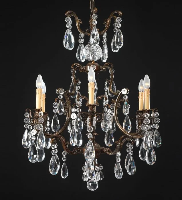 Chandeliers with Frosted Glass for a Softer Light Diffusion6 Light Brass Chandelier With Bohemian Crystals Chandeliers with Frosted Glass for a Softer Light Diffusion6 Light Brass Chandelier With Bohemian Crystals