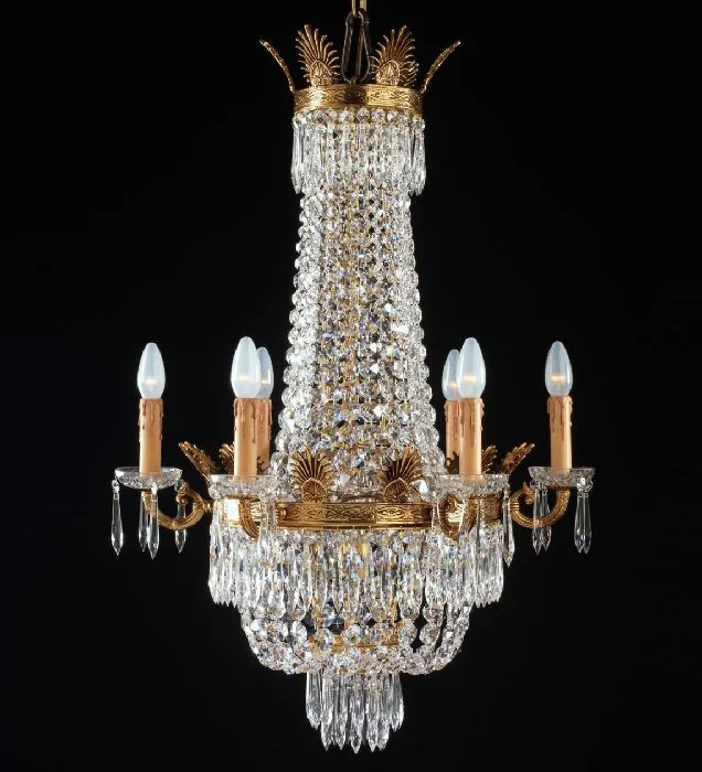 Chandeliers with Metal Frames in Black Finish6 Light Empire Style Chandelier