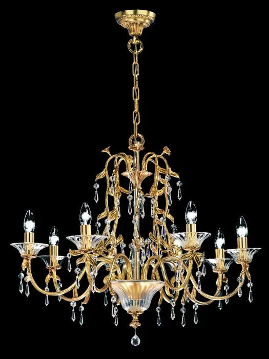 Modern Crystal Chandeliers for Contemporary Homes8 Light Italian Gold Chandelier With Murano Glass Bobeches Modern Crystal Chandeliers for Contemporary Homes8 Light Italian Gold Chandelier With Murano Glass Bobeches