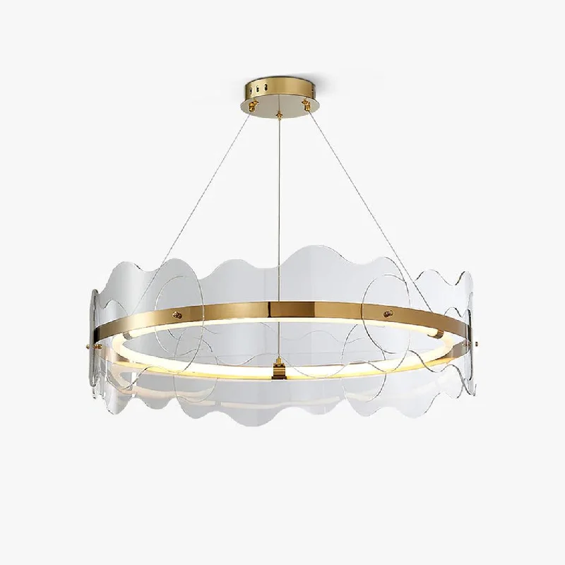 Chandeliers with Metal Frames in Gold FinishAcrylic Wave Chandelier