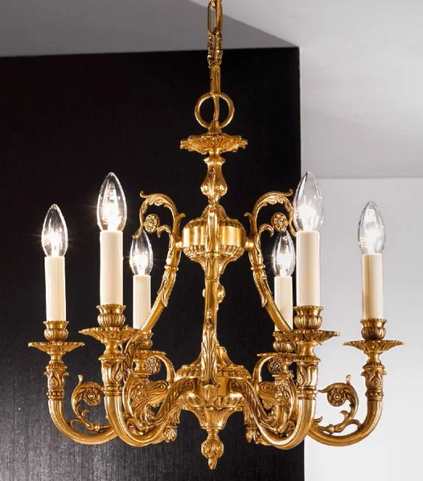 Ceiling - Mounted Chandeliers for Standard CeilingsAntique French Gold Finish Chandelier With 6 Arms Ceiling - Mounted Chandeliers for Standard CeilingsAntique French Gold Finish Chandelier With 6 Arms