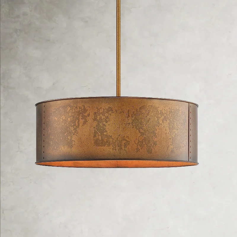 Chandeliers with Metal Frames in Copper FinishArtisan 4-Light Antique Bronze Metal Drum Chandelier - 20''W Chandeliers with Metal Frames in Copper FinishArtisan 4-Light Antique Bronze Metal Drum Chandelier - 20''W