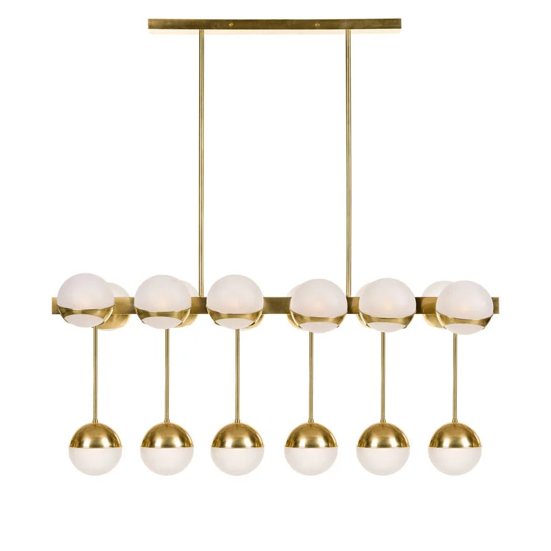 Art Deco Chandeliers for a Retro - Glam LookBrass Chandelier With White Globe Elements Art Deco Chandeliers for a Retro - Glam LookBrass Chandelier With White Globe Elements