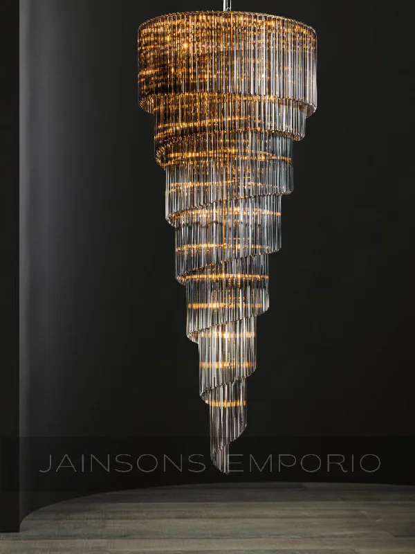 LED Chandeliers for Energy - Efficient LightingChimes Smokey Long Chandelier