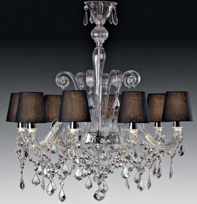 Ceiling - Mounted Chandeliers for Standard CeilingsClear, Red Or Black Murano Chandelier With Shades Ceiling - Mounted Chandeliers for Standard CeilingsClear, Red Or Black Murano Chandelier With Shades