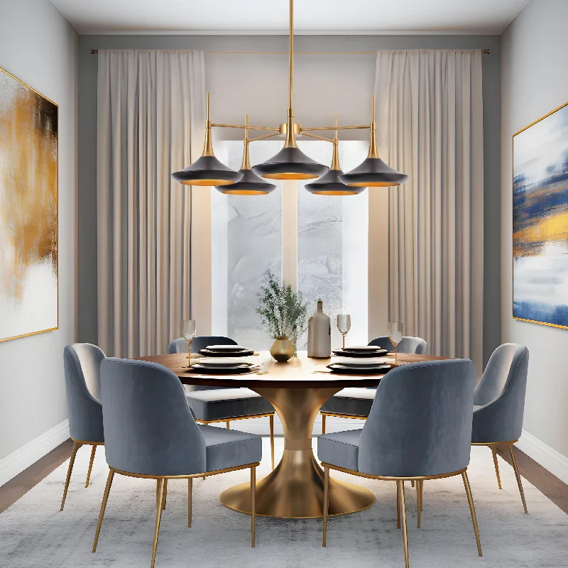 Chandeliers with Metal Frames in Copper FinishConia Mid-Century Modern Black 5-Light Wheel Chandelier for Dining Room Chandeliers with Metal Frames in Copper FinishConia Mid-Century Modern Black 5-Light Wheel Chandelier for Dining Room