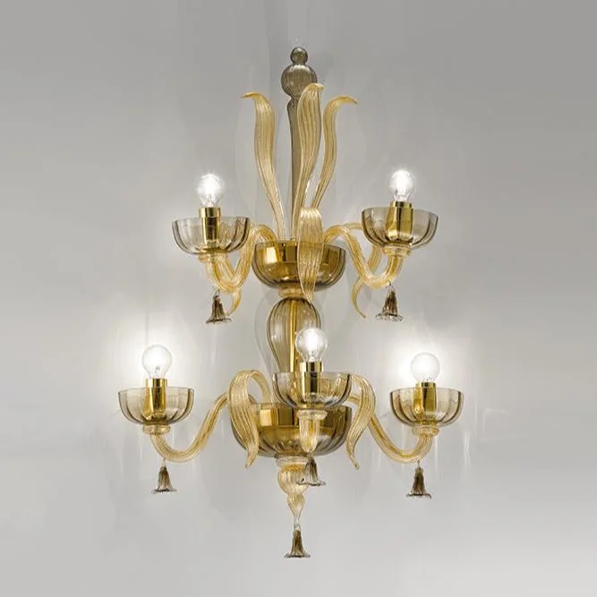 Chandeliers with Adjustable Height for Custom InstallationHand-Blown Elaborate Fine Italian Ceiling Pendant Chandelier Wall Lamp With Five Shades And Murano Glass Chandeliers with Adjustable Height for Custom InstallationHand-Blown Elaborate Fine Italian Ceiling Pendant Chandelier Wall Lamp With Five Shades And Murano Glass