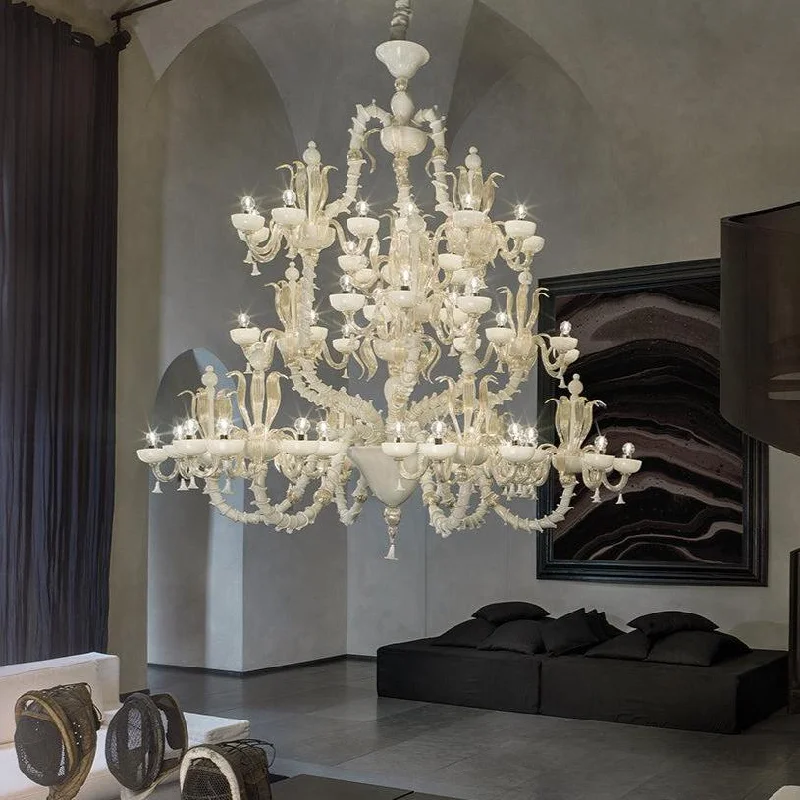 Chandeliers with Colored Glass for a Splash of ColorHand-Blown Elaborate Three-Tier Fine Italian Ceiling Pendant Chandelier With 60 Shade And Murano Glass Chandeliers with Colored Glass for a Splash of ColorHand-Blown Elaborate Three-Tier Fine Italian Ceiling Pendant Chandelier With 60 Shade And Murano Glass