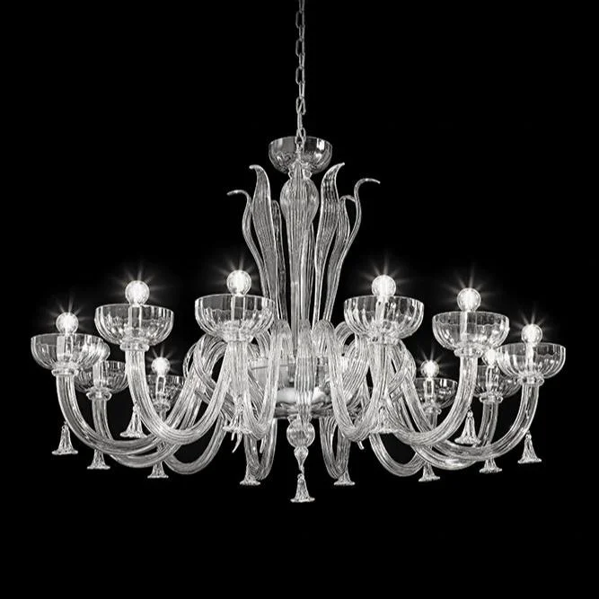Chandeliers with Murano Glass for a High - End Artistic TouchHand-Blown Elaborate Single-Tier Fine Italian Ceiling Pendant Chandelier With Twelve Shade And Murano Glass Chandeliers with Murano Glass for a High - End Artistic TouchHand-Blown Elaborate Single-Tier Fine Italian Ceiling Pendant Chandelier With Twelve Shade And Murano Glass