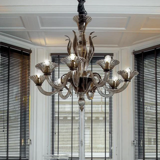 Minimalist Chandeliers for Sleek and Simple InteriorsHand-Blown Fine Venetian Traditional Chandelier With Eight Shades And Murano Glass Minimalist Chandeliers for Sleek and Simple InteriorsHand-Blown Fine Venetian Traditional Chandelier With Eight Shades And Murano Glass