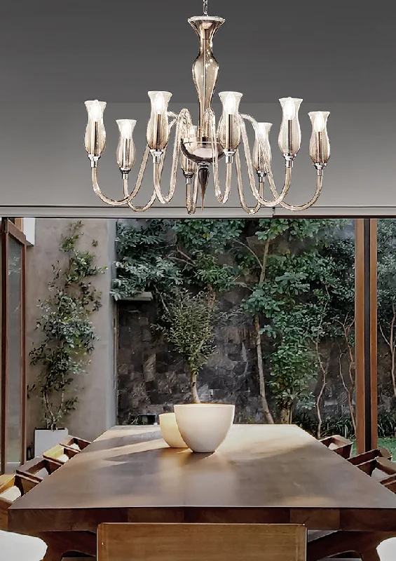 Ceiling - Mounted Chandeliers for Standard CeilingsHandcrafted Contemporary Fine Italian Chandelier With Eight Lights And Murano Glass Ceiling - Mounted Chandeliers for Standard CeilingsHandcrafted Contemporary Fine Italian Chandelier With Eight Lights And Murano Glass