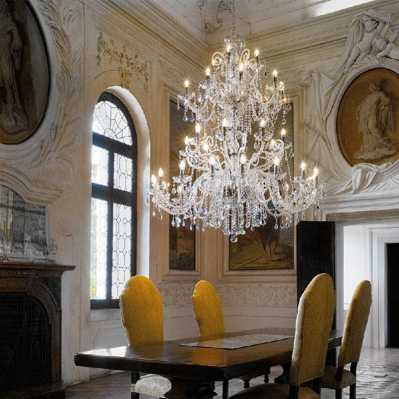 Chandeliers with Colored Glass for a Splash of ColorHand-Blown Antique Four-Tier Fine Venetian Chandelier With 36 Shades And Murano Glass Chandeliers with Colored Glass for a Splash of ColorHand-Blown Antique Four-Tier Fine Venetian Chandelier With 36 Shades And Murano Glass