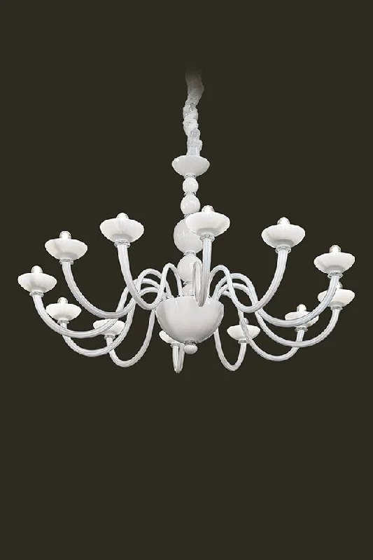 Chandeliers with Candle - Style Bulbs for a Classic AestheticHandcrafted Luxurious Single-Tier Venetian Chandelier Lamp With Twelve Shades And Murano Glass Chandeliers with Candle - Style Bulbs for a Classic AestheticHandcrafted Luxurious Single-Tier Venetian Chandelier Lamp With Twelve Shades And Murano Glass