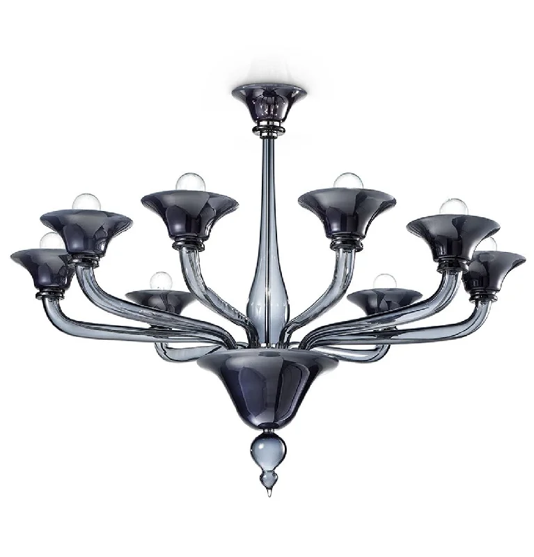 Chandeliers with Metal Frames in Gold FinishHandmade High Quality Elegant Single-Tier Venetian Chandelier Lamp With Eight Shades And Murano Glass Chandeliers with Metal Frames in Gold FinishHandmade High Quality Elegant Single-Tier Venetian Chandelier Lamp With Eight Shades And Murano Glass