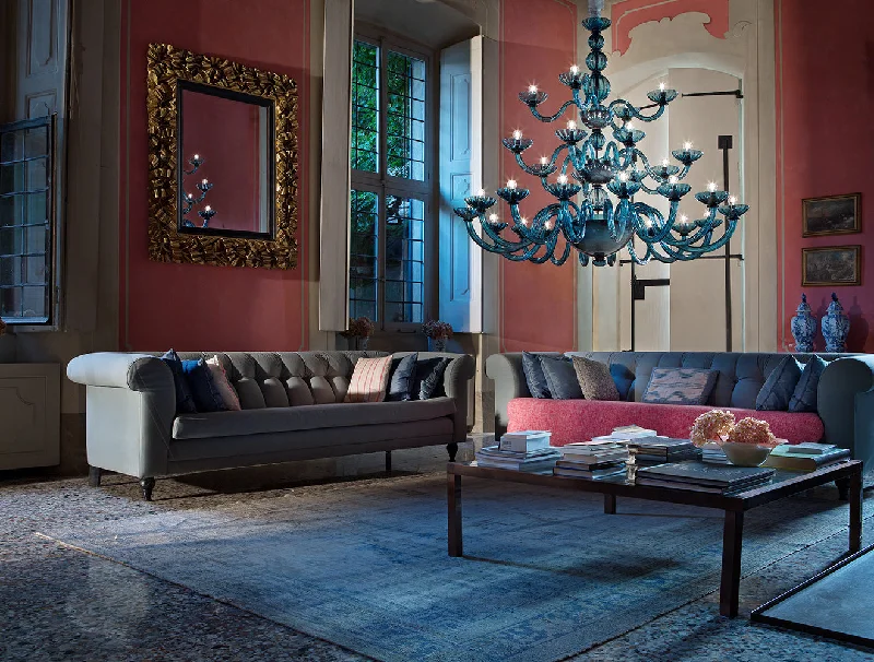 Chandeliers with Frosted Glass for a Softer Light DiffusionHandcrafted Luxurious Three-Tier Venetian Chandelier Lamp With Twenty-Eight Shades And Murano Glass Chandeliers with Frosted Glass for a Softer Light DiffusionHandcrafted Luxurious Three-Tier Venetian Chandelier Lamp With Twenty-Eight Shades And Murano Glass