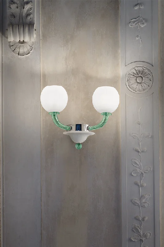 Victorian - Inspired Chandeliers with Ornate DetailsHandmade Fine Italian Made Chandelier Wall Lamp With Two Shades And Murano Glass