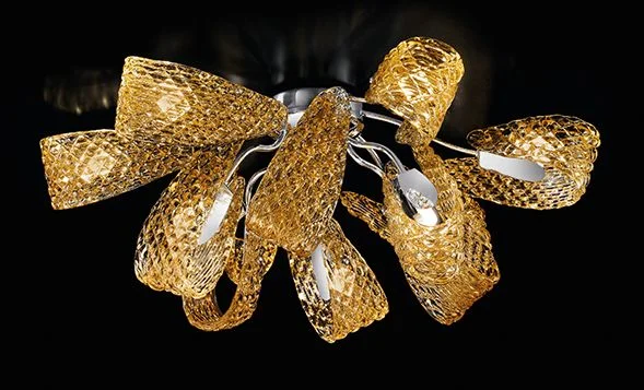 Chandeliers with Clear Crystal for a Sparkling EffectHandmade glamorous ceiling lamp with nine arms and Murano Glass Chandeliers with Clear Crystal for a Sparkling EffectHandmade glamorous ceiling lamp with nine arms and Murano Glass