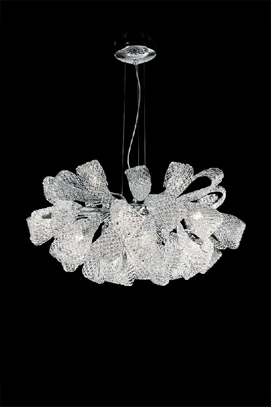 Chandeliers with Metal Frames in Silver FinishHandmade glamorous ceiling pendant Chandelier with 21 lighted arms and Murano Glass Chandeliers with Metal Frames in Silver FinishHandmade glamorous ceiling pendant Chandelier with 21 lighted arms and Murano Glass