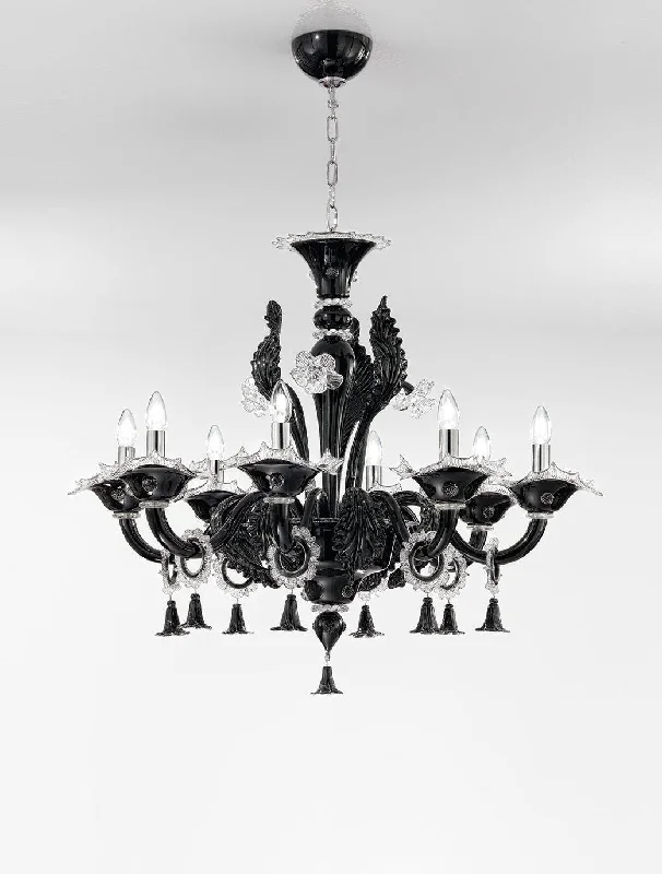 Mid - Century Modern Chandeliers for Vintage AppealHandmade High Quality Antique Fine Italian Ceiling Pendant Chandelier With Eight Shades And Murano Glass