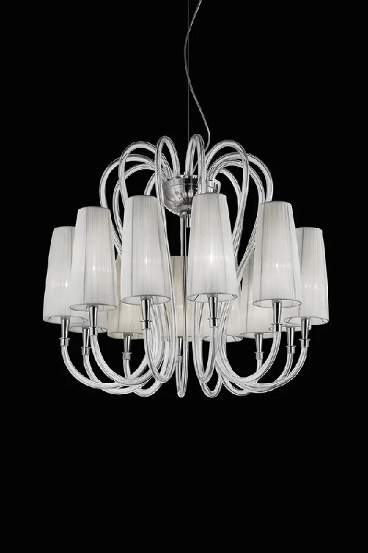 Chandeliers with Metal Frames in Bronze FinishHandmade Luxurious Venetian Chandelier with twelve Lampshades and Murano Glass Chandeliers with Metal Frames in Bronze FinishHandmade Luxurious Venetian Chandelier with twelve Lampshades and Murano Glass