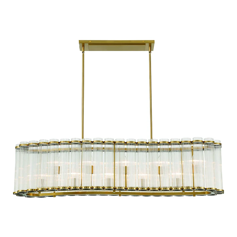 Chandeliers with Colored Glass for a Splash of ColorChandelier linéaire Glasbury