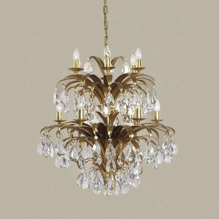 Chandeliers with Clear Crystal for a Sparkling EffectGold 12 Lamp Chandelier With Glass Crystals Chandeliers with Clear Crystal for a Sparkling EffectGold 12 Lamp Chandelier With Glass Crystals