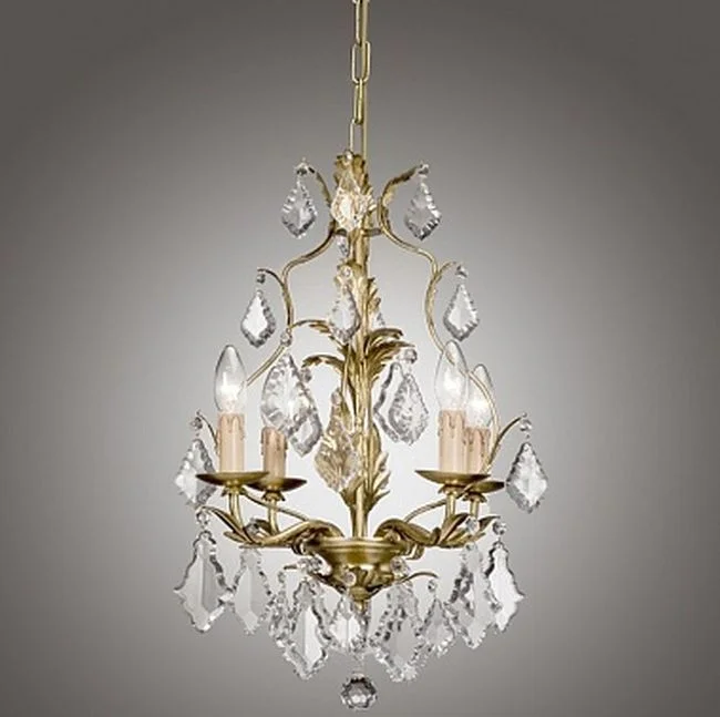 Mid - Century Modern Chandeliers for Vintage AppealGold Metal Chandelier With Hanging Glass Crystals